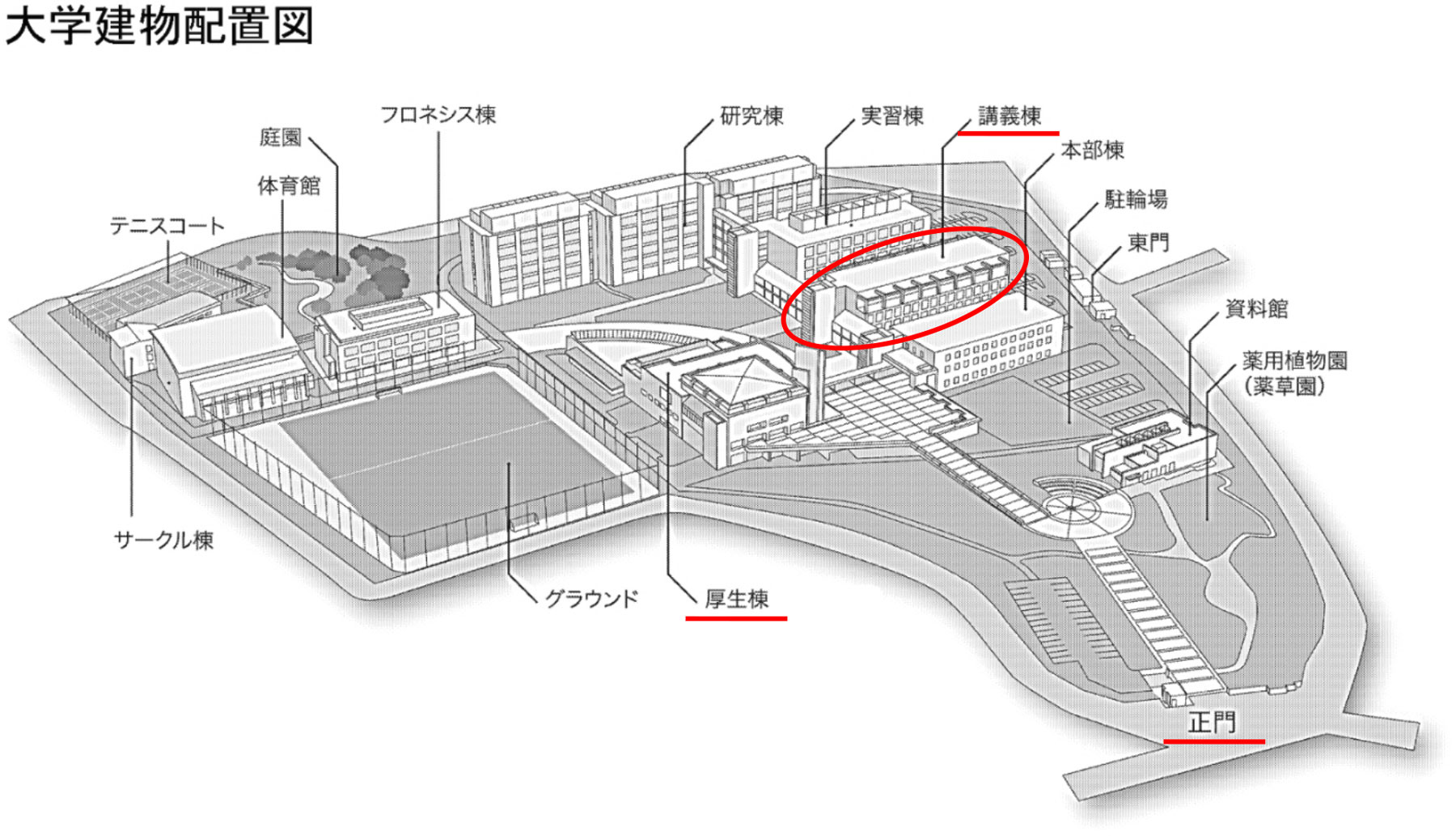 大学建物配置図